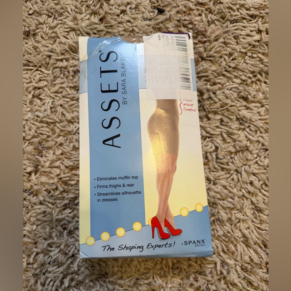 Spanx size 5 mid-thigh high waisted shaper nude